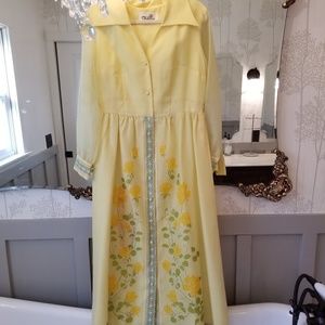 1960s Alfred Shaheen Maxi Dress Yellow Floral